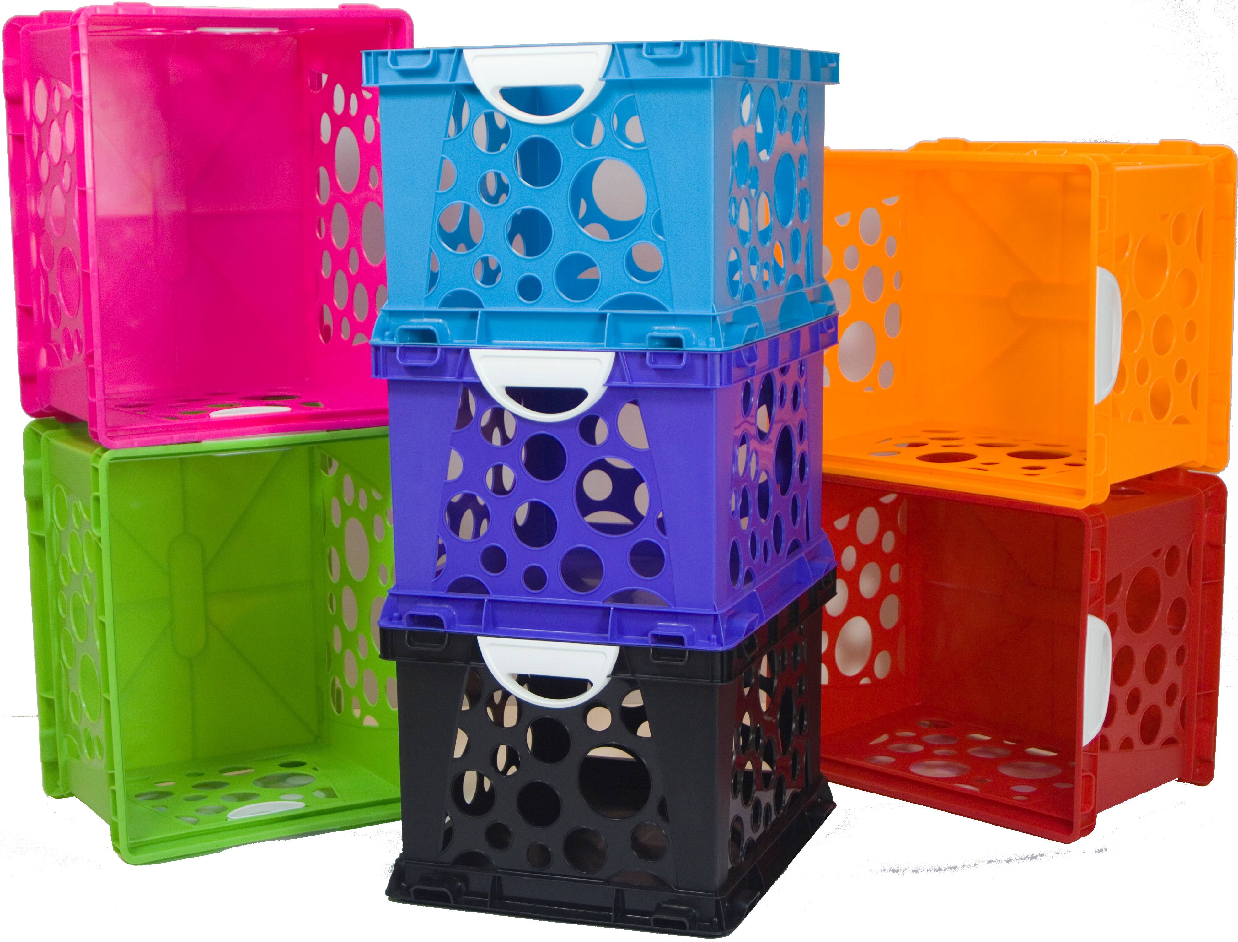 Storex Stackable Storage Crates Medium Size 11 210 x 14 310 x 17 310  Assorted Colors Set Of 3 - Office Depot