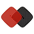 thumbnail image 1 of Yuarrent Revestimientos reutilizables para freidora de aire de 8,5 pulgadas, impermeables, antiadherentes, alfombrillas para cesta de freidora Kits de desorden para acampar Negro/Rojo, 1 of 6