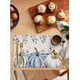 thumbnail image 2 of Thanksgiving Blue Pumpkin Placemats Set of 12 Fall Eucalyptus Leaf Linen Heat Insulation Washable Place Mats, Rustic Non-Slip Table Mats for Dining Table Party Kitchen Decor,13x19 Inch, 2 of 4