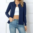 thumbnail image 2 of Women'S Long Sleeve Button Down Crew Neck Classic Sweater Knit Cardigan Dark Blue S, 2 of 6