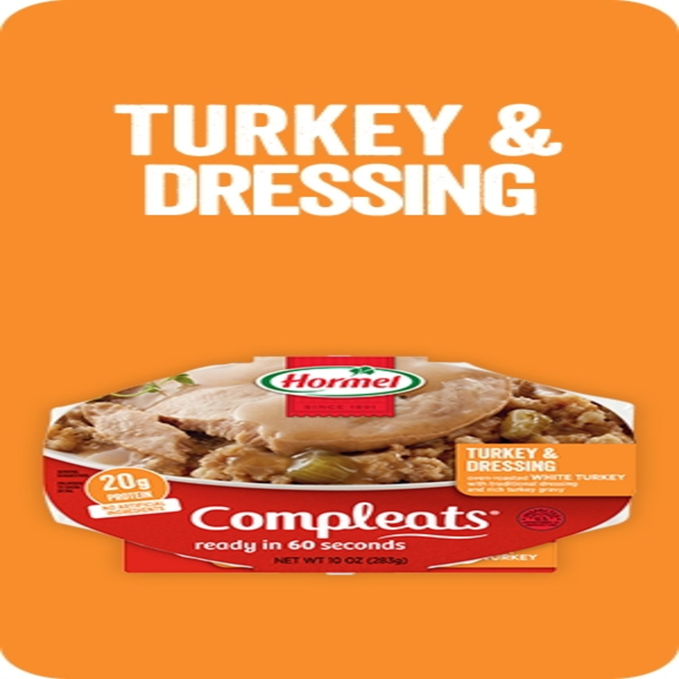 (2 pack) HORMEL COMPLEATS Turkey & Dressing, Shelf Stable, 10 oz Plastic Tray