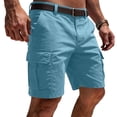 thumbnail image 2 of Domuza Cargo Shorts for Men Casual Knee Length Lightweight Shorts Stretch Outdoor Hiking Travel Work Short Pants with Pockets Sky Blue 4XL, 2 of 5
