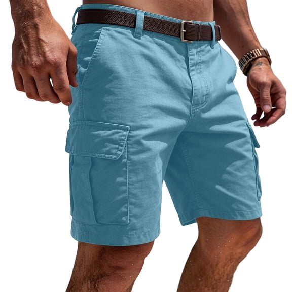 Mens Cargo Shorts 7 Inch Inseam Stretch Work Shorts Comfy Relaxed Fit Lounge Hiking Chino Short with Multi Pockets