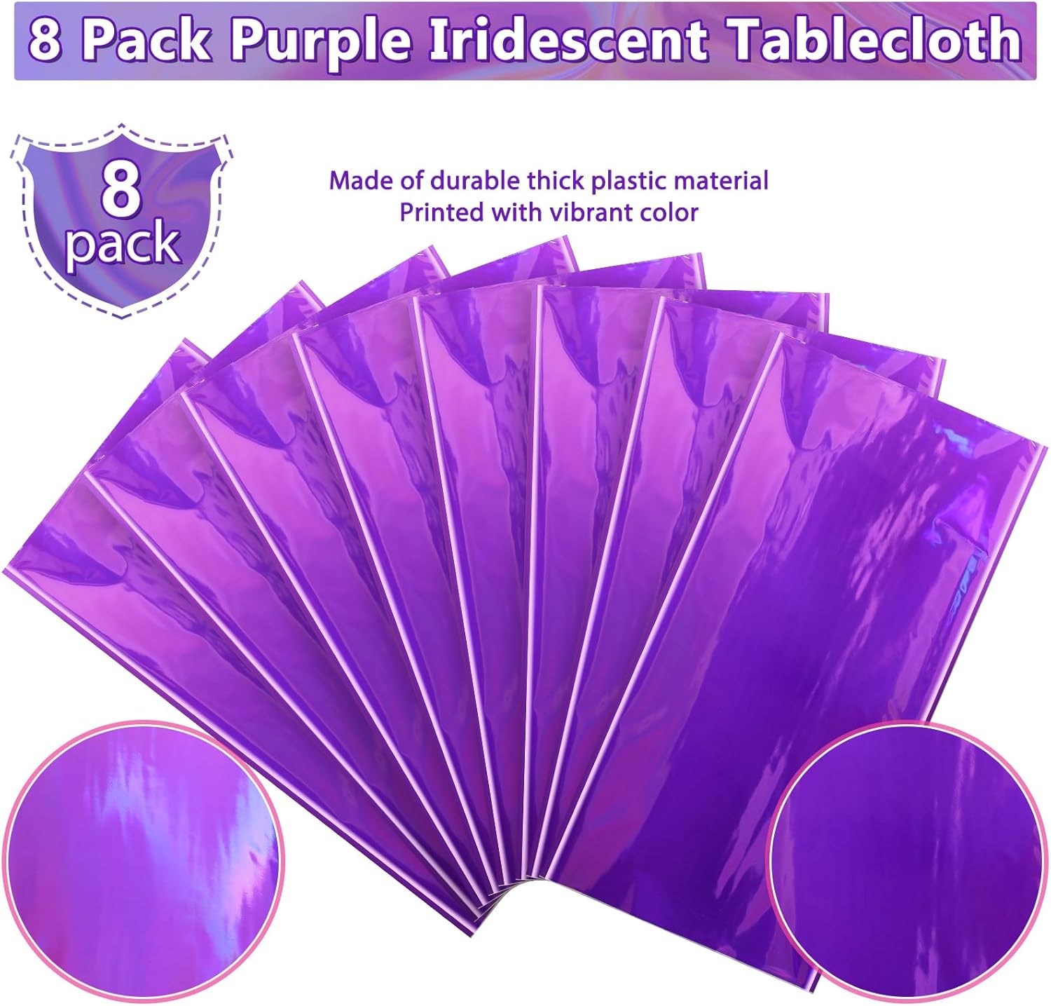 QIANJIA 4 Pack Iridescent Pink Plastic Tablecloths Shiny Disposable Laser Rectangle Table Covers,Holographic Foil Tablecloth Iridescent Party Decorations for Birthday Wedding Christmas, 54x108Inch
