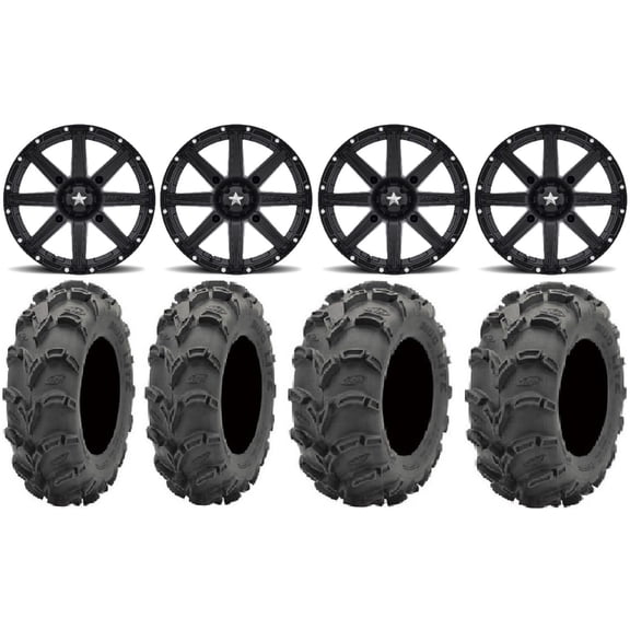 MSA Black Clutch 14" UTV Wheels 27" Mud Lite XL Tires Kawasaki Teryx Mule