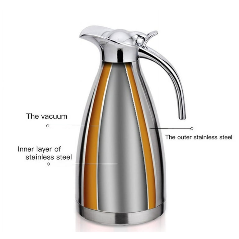 Coffee Thermal Carafe for Hot Liquids, 68Oz/2.0L/8 Cups Stainless Steel  Coffee Thermos Carafe, Insulated Carafe 12-hour Heat and 24-hour Cold