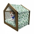 thumbnail image 1 of Green and White Pet House, Polynesian Aloha Watercolor Style Monstera Palm Leaves Luau, Outdoor & Indoor Portable Dog Kennel with Pillow and Cover, 5 Sizes, Green and Almond Green, by Ambesonne, 1 of 5