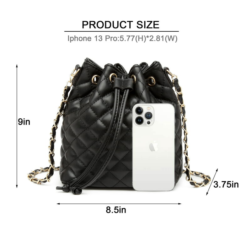 Black Chain Crossbody Bag for Women, Quilted Leather Ladies Shoulder Purses  Sling Bags Clutch 