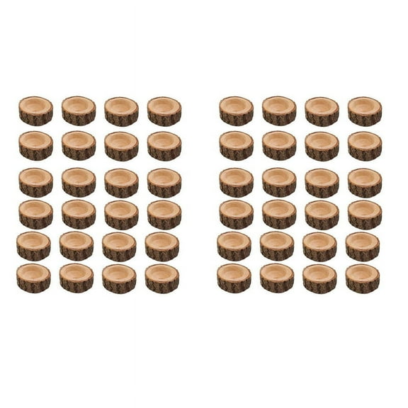 48Pcs Wooden Candle Holder,Votive Tealight Holder for Wedding Party for Table,Birthday Christmas Party Home Decor,48 x Candle Holders,Wood color