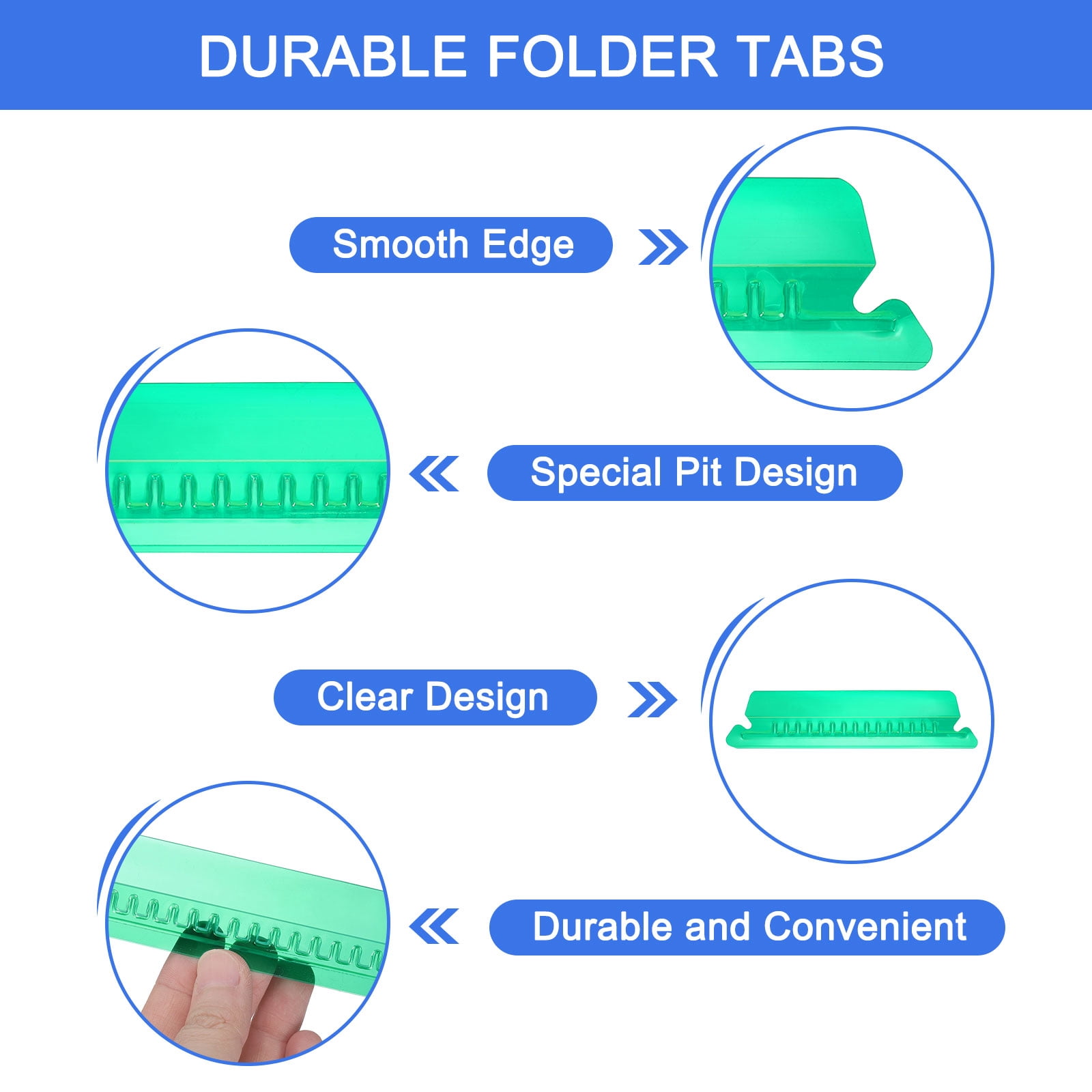 Uxcell Hanging File Folder Tabs, 4 Inch File Folder Tabs and Inserts Plastic Clear File Folder Labels Filing Tabs for Hanging File Folders, Green, 100 Pcs