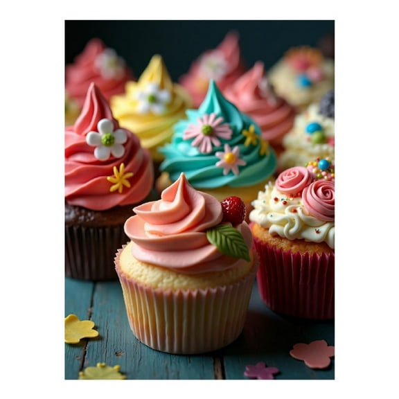 Diamond Art Kit for Adults, Cupcake Colorful Print No.7 Diamond Painting for Adults Beginners, 5D DIY Diamond Art Painting Kits, Colorful Diamond Painting Craft for Home Decor 12x16