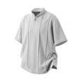thumbnail image 4 of hoksml Men's Short Sleeve Collared T-Shirt, Vertical Seam Relaxed Fit Soft Top with Stand Mandarin Collar for Business Golf Daily Outdoor Casual Wear, 4 of 6