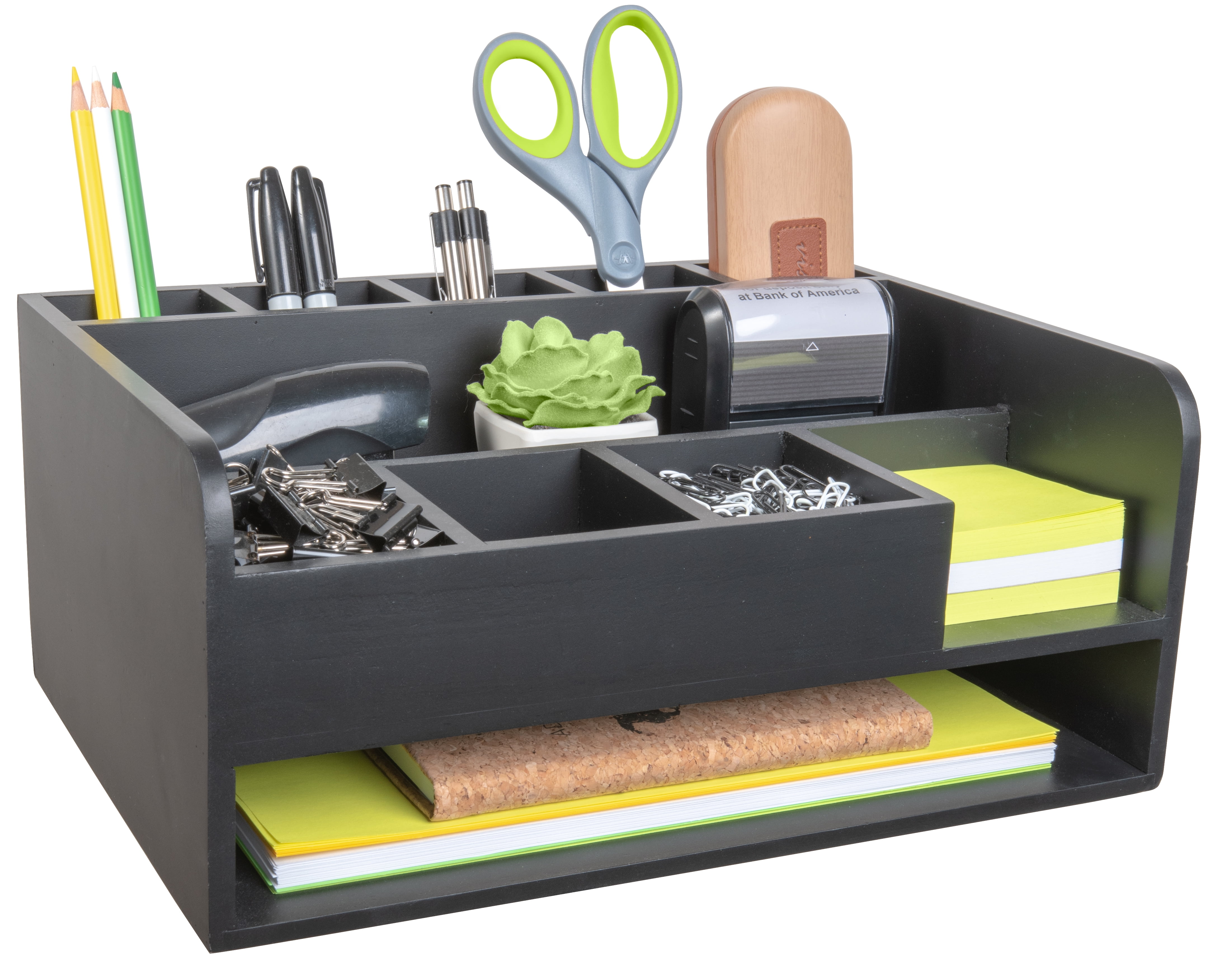 Black Leatherette Multi-Purpose Desk Supply Organizer – dacasso-inc