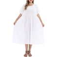 thumbnail image 1 of Vestido, Vestido suelto de mujer con bolsillos Puntos Manga corta Vestido de algodón festivo Tomshoo Blanco/Medio, 1 of 7