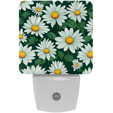 

Plug-in Night Lights Set Of 2 Seamless Daisy Flowers Automatic Dusk-To-Dawn Sensor LED Nightlights Home Decorative Lamp For Kids Teens Girls Boys Adults