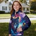 thumbnail image 3 of Uorisanigo Girls Half Zip Collar Sweatshirts Soft School Galaxy Wolf Quarter Zipper Cropped Sweatshirt Oversized Long Sleeve Pullover Jackets for Teen Girls Winter Clothes, 3 of 7