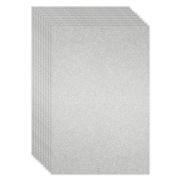 24 Sheets Silver Glitter Cardstock Paper for Scrapbooking, Arts, DIY Sparkle Crafts, 250gsm, Double-Sided (8 x 12 In)