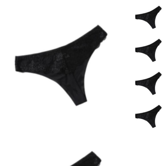 Sonducket Bragas de tiro bajo Tanga ropa interior de mujer Tanga bragas sin costura diseño de encaje lavable Sexy elasticidad señora ropa de Negro METRO 10piezas