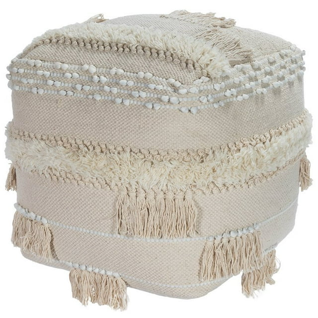 Butler Specialty Sherpa Square Pouffe in Beige