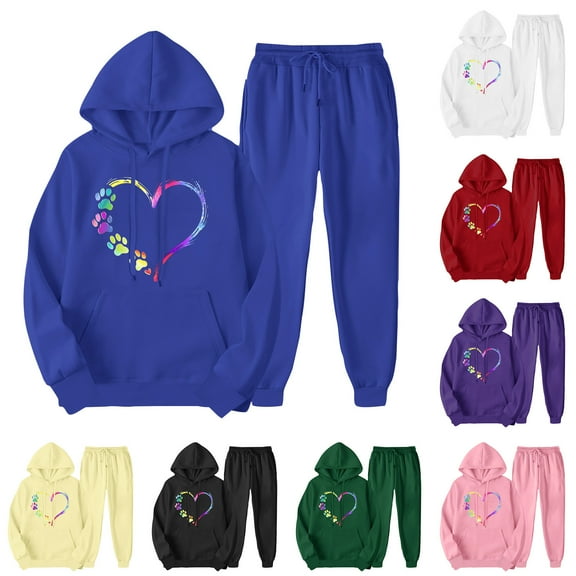 Ashirexll Womens Winter Sets, Womens 2 Piece Outfits, Sports Tracksuit Long Sleeve Pullover Hoodie Loose Coat and Sweatpants Fall Winter Suit