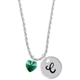 thumbnail image 1 of Delight Jewelry Green Crystal Heart Silvertone Script Initial Disc - C - Charm Necklace, 20"+3", 1 of 4