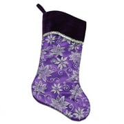 20 "Purple et argent Basage de Noël floral scintillant avec manchette d'ombre en velours