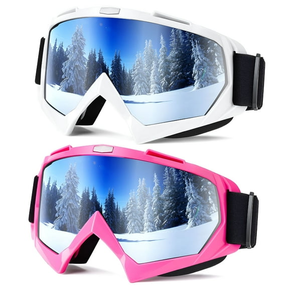 GJX 2-Pack Adult Ski Goggles -Snowboarding Gear Wide-View Snowboard Goggles for Youth,Teens,Men & Women
