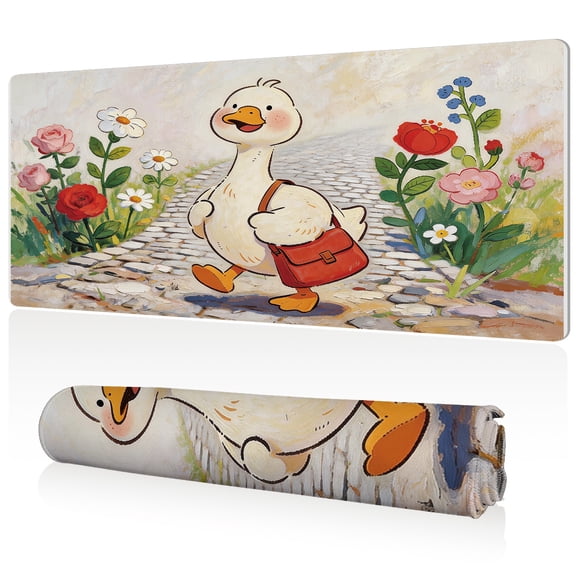 LIVEKEY XXL Mouse Pad Smiling Duck Design 80x40cm Large Non Slip Desk Mat Full Coverage Durable Easy Clean Stitched Edges for Gaming and Office Computer Use