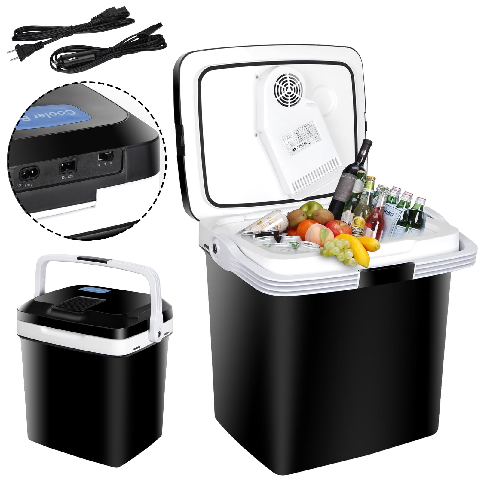 Favory Mini Fridge Electric Cooler and Warmer for Car- 12V DC Car Refrigerator with Automatic Locking Handle, 28 Quart Portable Car Fridge for Travel and Camping