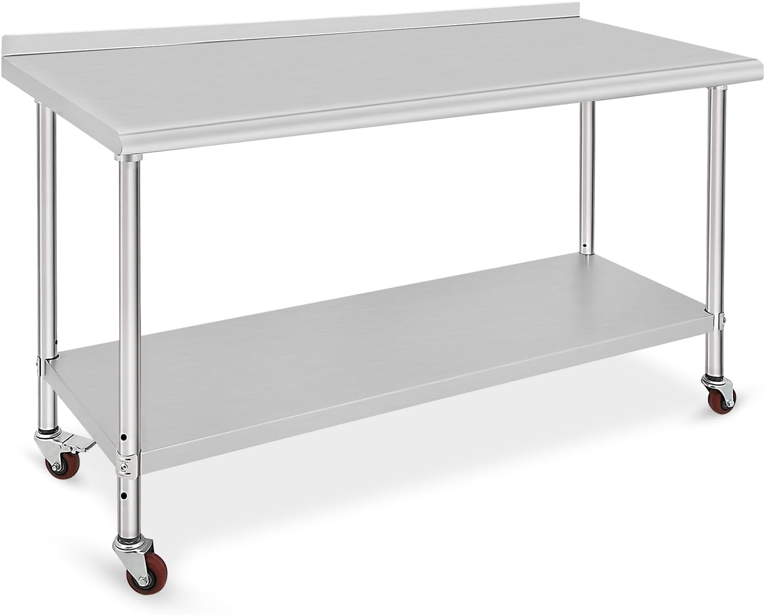 OUTGOODS Stainless Steel Work Table, NSF Commercial Grade, Adjustable Shelf, Silver