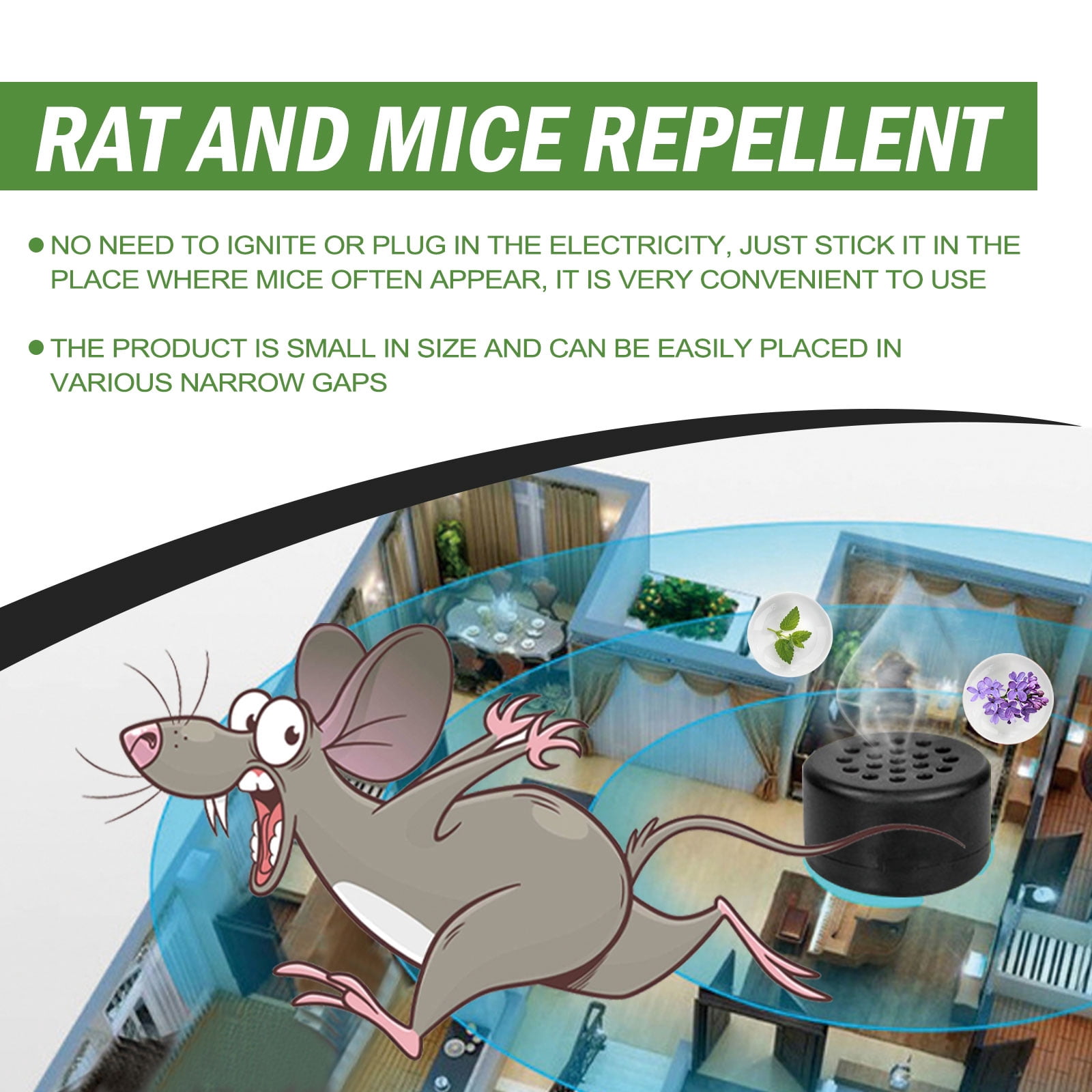 Alvantor Rat and Mouse Rodent Repellent with Peppermint Garlic Chili for Car Engine Home Outdoor Indoor Mice Deterrent, 8pcs
