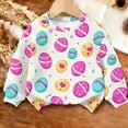 thumbnail image 4 of ITSAME Easter Sweatshirts for Girls, Easter Egg Print Loose Fit Round Neck Kids Casual Long Sleeve Tops Multicolor 1-2T, 4 of 6