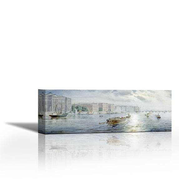The Winter Palace From The River Neva, St. Petersburg - Contemporary Fine Art Giclee on Canvas Gallery Wrap - wall décor - Art painting - 36 x 13 Inch - Ready to Hang