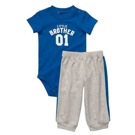 Carters Infant Boys 2-Piece Little Brother Bodysuit & Jogger Pants Set