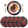thumbnail image 5 of Ryvnso Red Rose Flower with Gold Round Plate Mats Dining Table Placemat Set of 4 for Holiday Decoration, 5 of 7