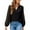 Black, variant on Pure Color V Neck Lace Panel Chiffon Blouse For Women Elegant Lightweight Top For Casual And Formal Wear Sheer Button down Shirt Chiffon Top Gauzy Type Blouses Cactus Blouse Women Summer Interview