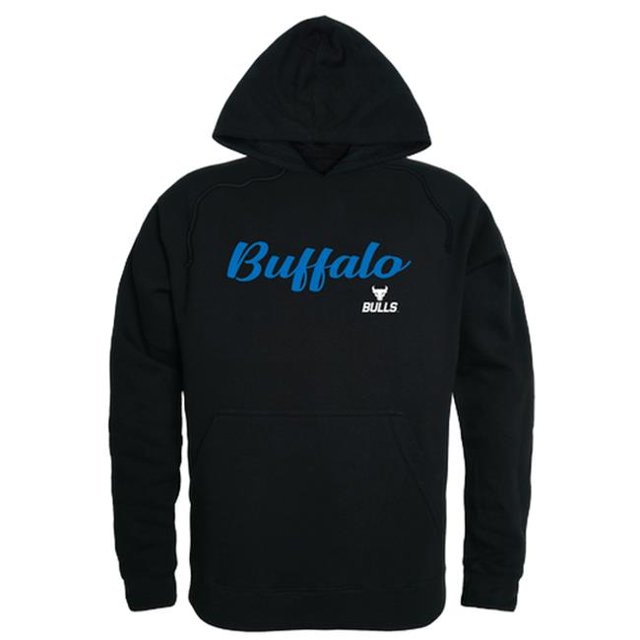 W Republic 558-274-BLK-01 Men Buffalo Bulls Script Hoodie, Black - Small