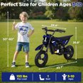 thumbnail image 4 of Hijoke 36V Kids Electric Dirt Bike, 15.5 MPH High-Speed Electric Motorcycle Ride on Toy for Kids Aged 3-10, 133 LBS Max Load, 10-Mile Range, Waterproof Seat, Twist Grip Throttle, Blue, 4 of 9
