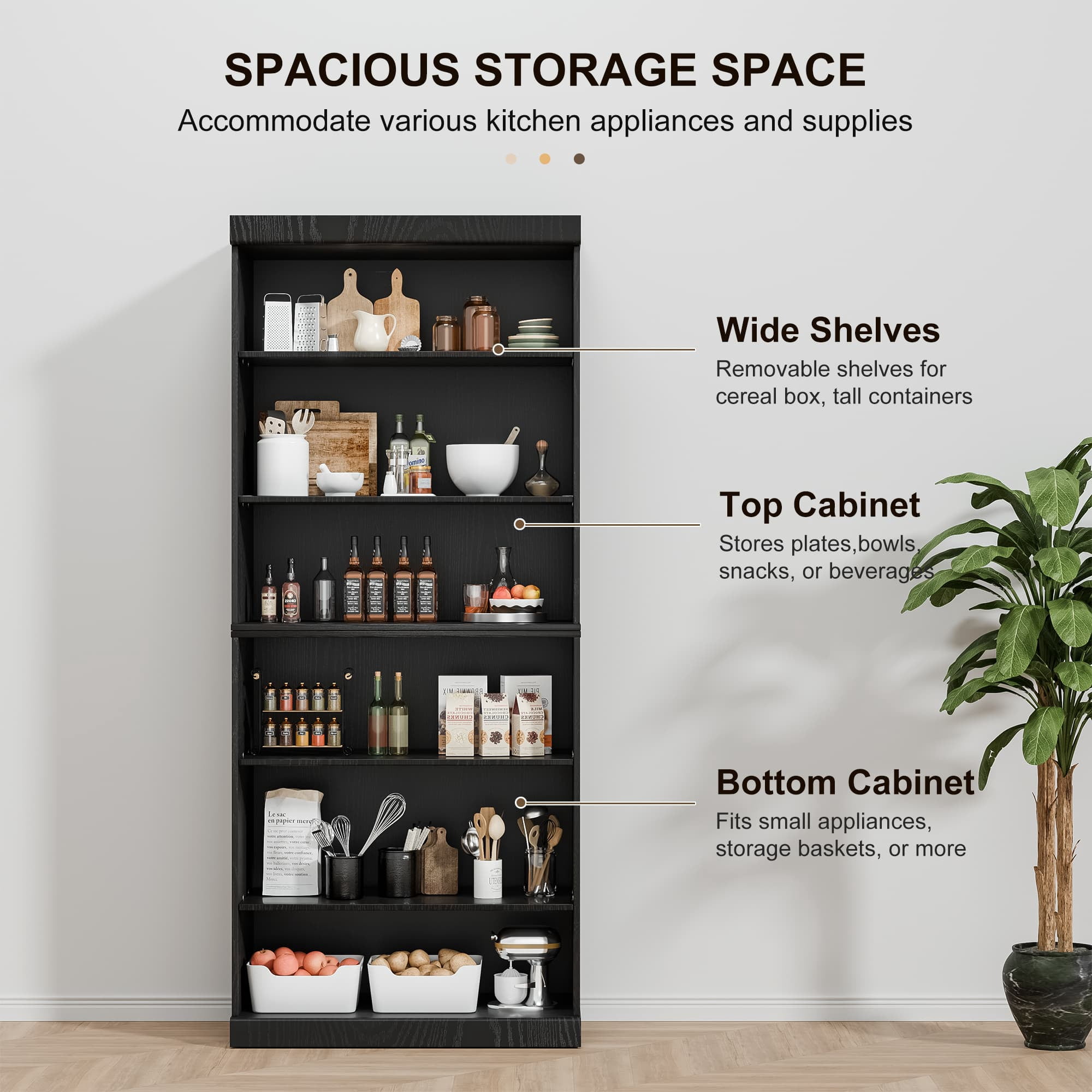 MAYEERTY 3-Shelf 16*31*36"Black Wood Grain Bookcase with Adjustable Shelves, Durable Storage for Home or Office