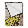 thumbnail image 2 of Rasta Soft Flannel Fleece Throw Blanket, Jamaican Reggae Music Inspired Rastafari Street Graffiti Image, Cozy Plush for Indoor and Outdoor Use, 60" x 80", Pale Green Yellow, by Ambesonne, 2 of 5
