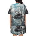 thumbnail image 3 of Lsque Panda In Futuristic City Women's Short-Sleeved Pajama Set - 2 Piece Soft and Lightweight Sleepwear Set-3X-Large, 3 of 9