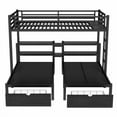 thumbnail image 6 of Bellemave Triple Bunk bed Full XL Over Twin Over Twin Metal Bunk Bed Frame with Storage Drawers & Shelves Black Bunk Bed with Charging Station & Guardrails 3 Bunk Beds for Teens, 6 of 9