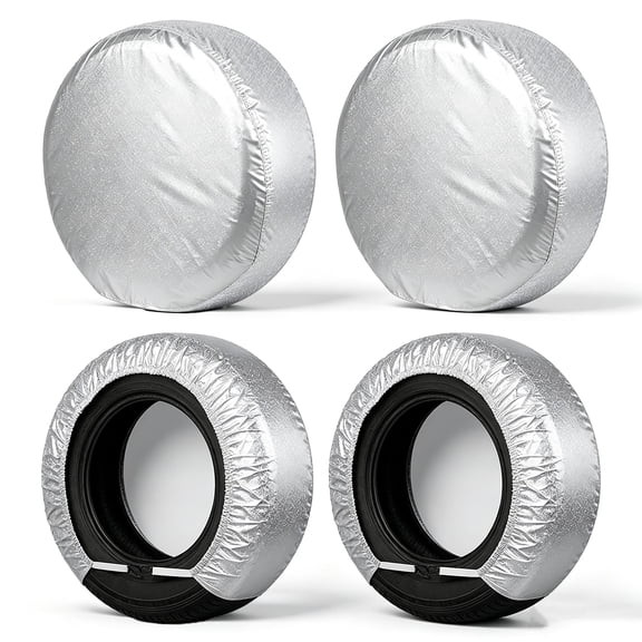 Kimwason Tire Covers 4 Pack, Waterproof Anti-UV Sun Snow Rain Wheel Cover for Truck/SUV/Trailer/Camper/RV, Fit 27"-29" Tire Diameter