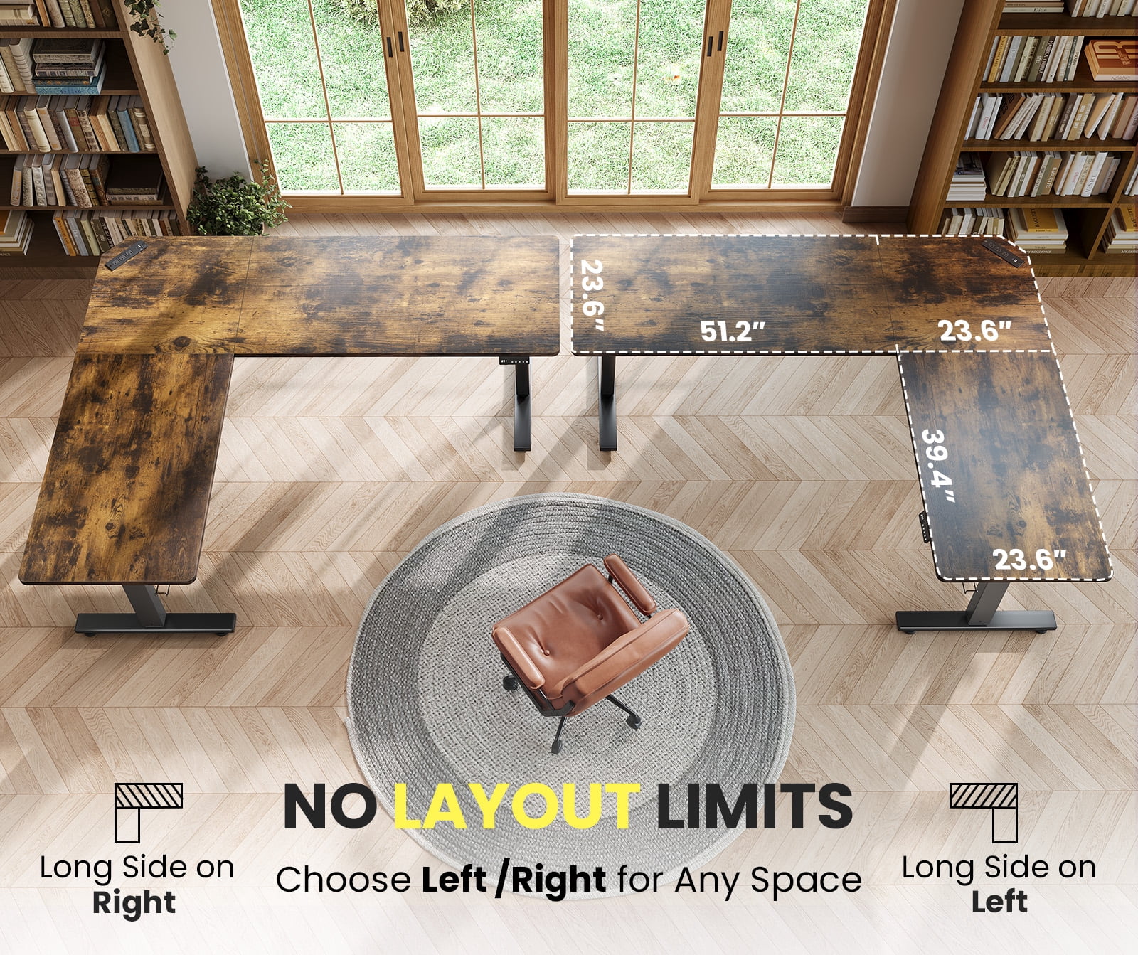 L-shaped Standing Desk – Adjustable Height Electric Desk With Memory Controller
