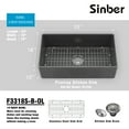 thumbnail image 5 of Sinber  Farmhouse Apron Single Bowl Kitchen Sink with Fireclay White Finish 33" x 18" x 10" - Black, 5 of 15