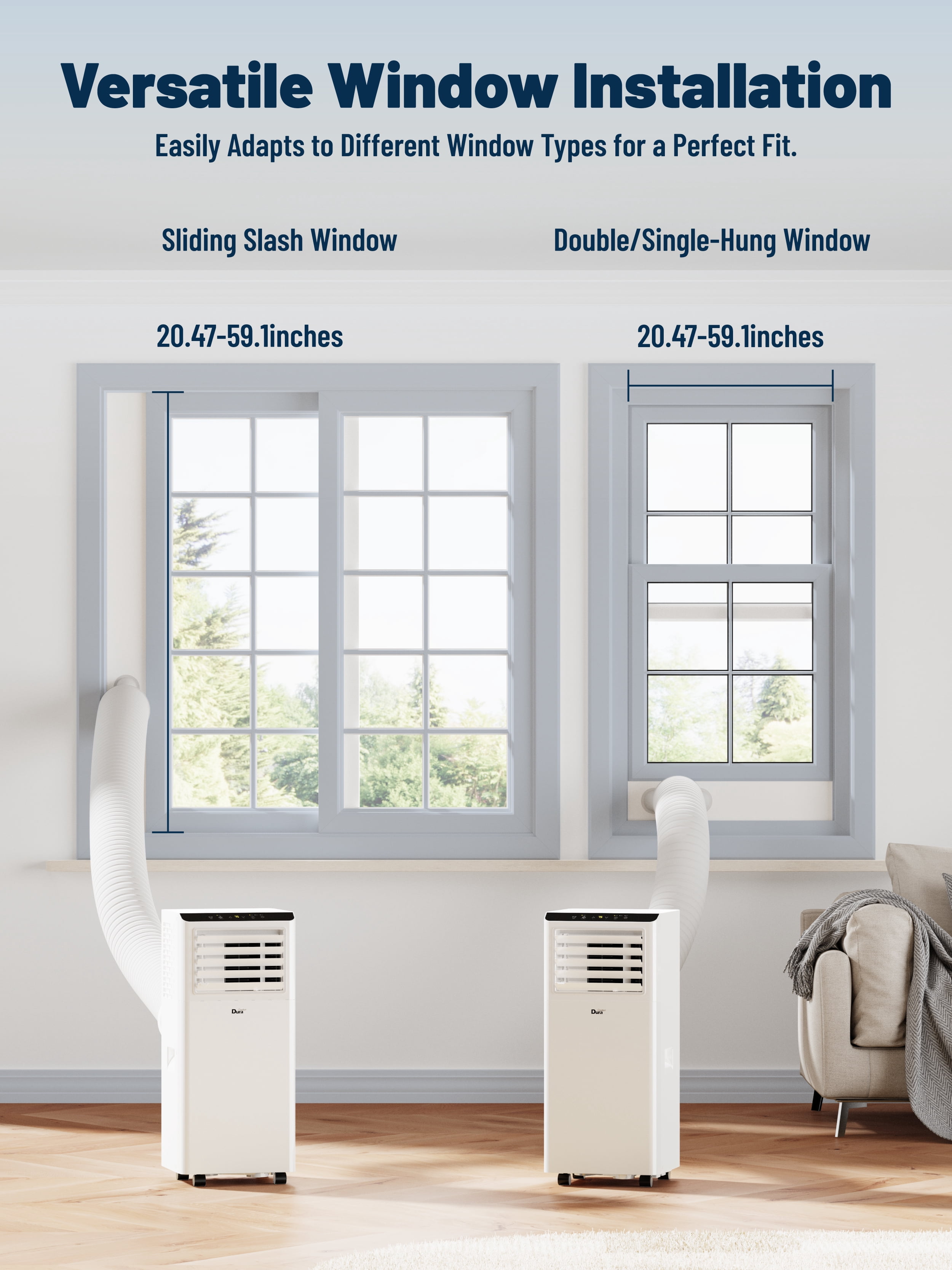 DuraComfort 8500BTU Portable Air Conditioner with Dehumidifier Fan, Remote & Timer for Rooms up to 230 Sq Ft
