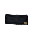 thumbnail image 2 of C.C Soft Stretch Winter Warm Cable Knit Fuzzy Lined Ear Warmer Headband, Black Ribbed, 2 of 2