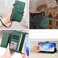 thumbnail image 2 of Funda para Motorola MOTO G24 4G con cremallera tipo cartera, tarjetero, marco de fotos, soporte y cordón, de piel sintética. verde, 2 of 5