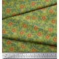 thumbnail image 2 of Soimoi Green Cotton Cambric Fabric Holly Leaves & Floral Print Fabric by the Yard 56 Inch Wide, 2 of 3