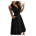 thumbnail image 1 of B91xZ Robe Tunique d'Été pour Femmes Décontractée Sans Manches Ligne A Évasée Robe de Plage Vacances Mini Robe, Noir m, 1 of 5